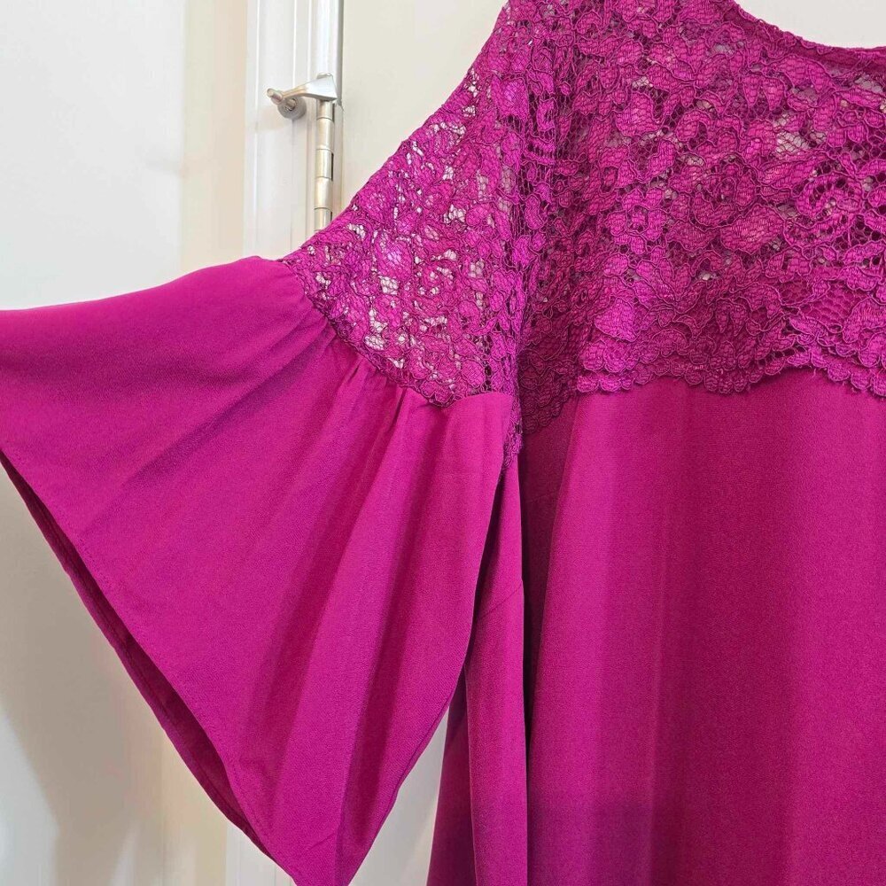 Boutique By JCP Pink Lace Shift Dress Flutter Sleeve Spanish Rose - Picture 4 of 9